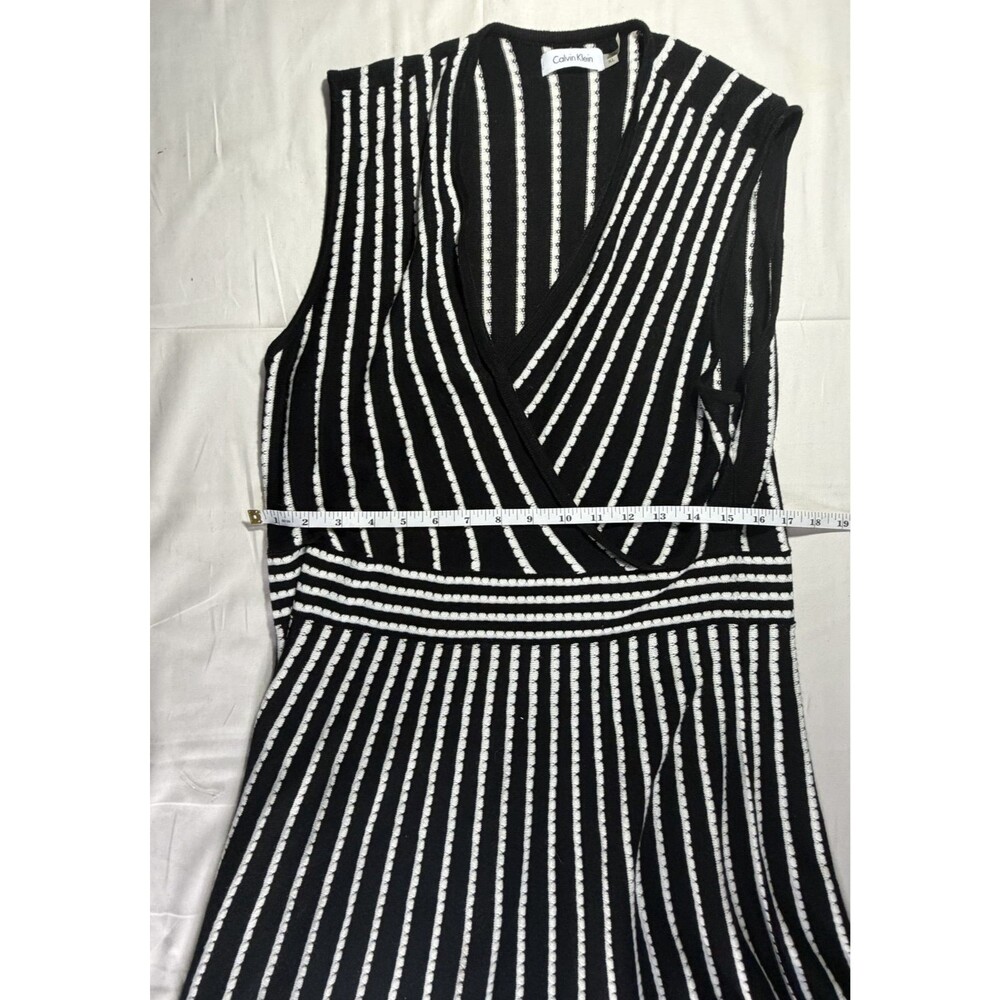 Calvin Klein Women's Black White Striped Fit and Flare Dress Size XL - Picture 4 of 7